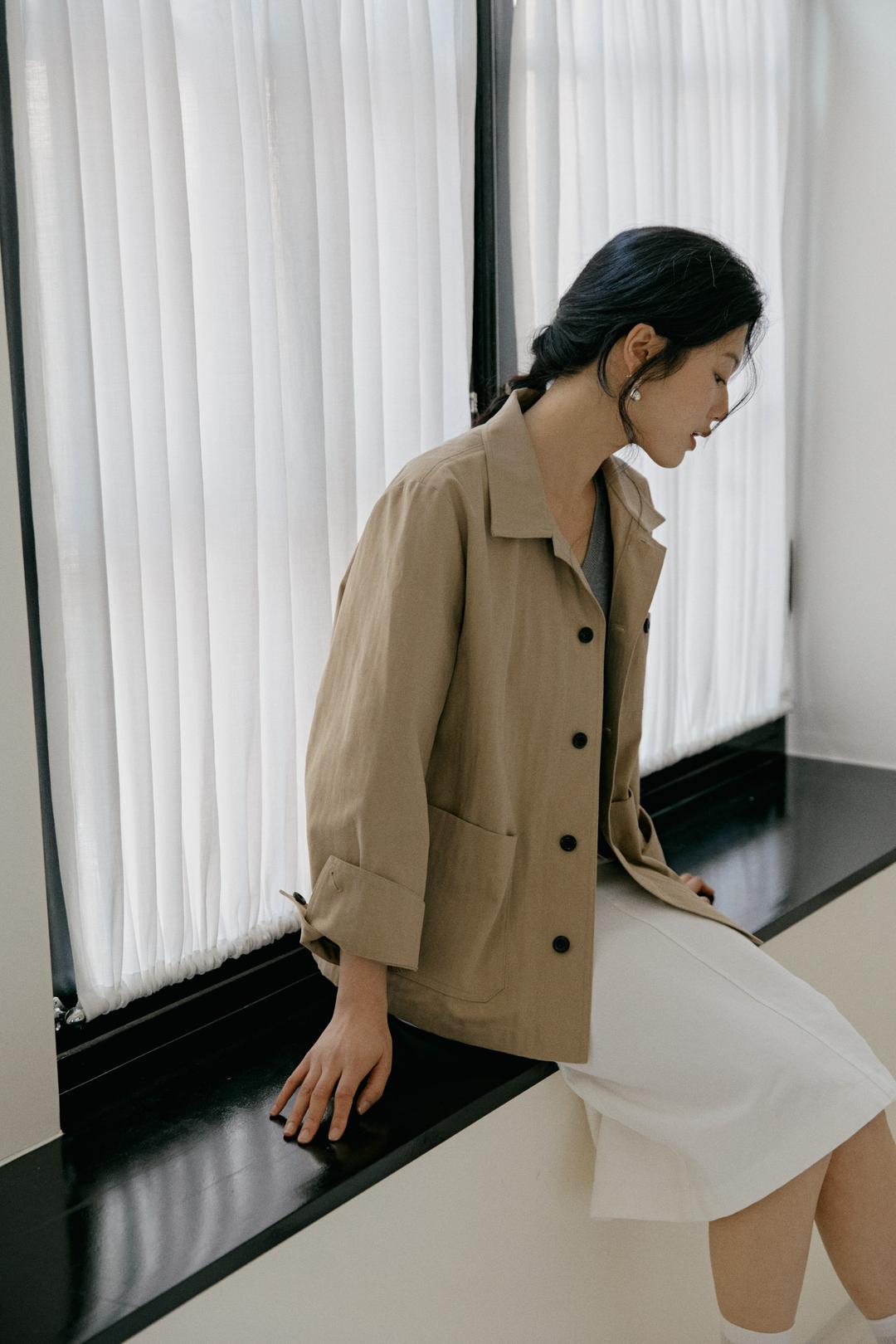 Library herringbone work jacket (beige)