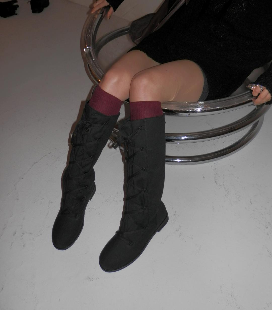 Canvas lace up boots