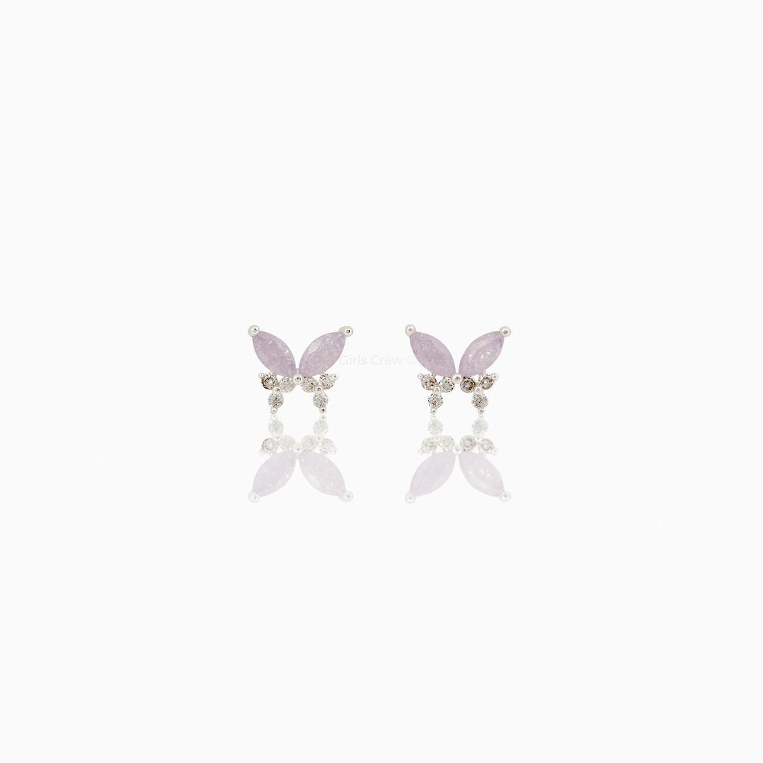 Lavender Remember Me Butterfly Studs - Silver