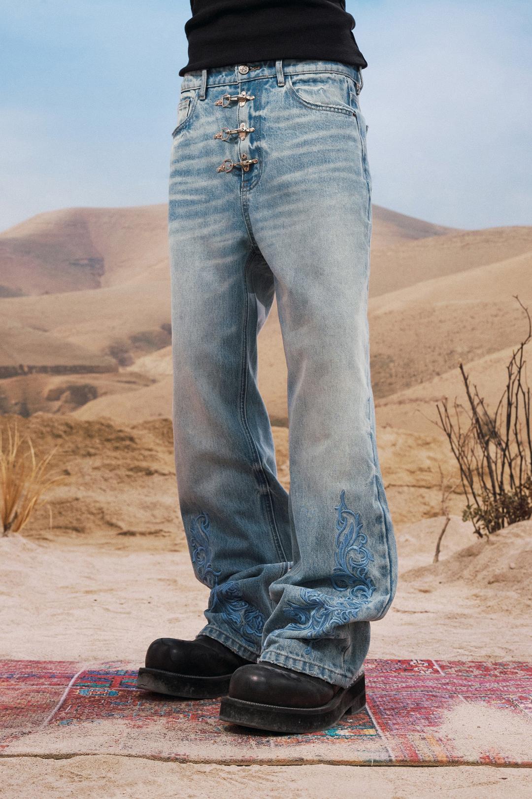 YADCREW AIRCRAFT BUTTON JEANS