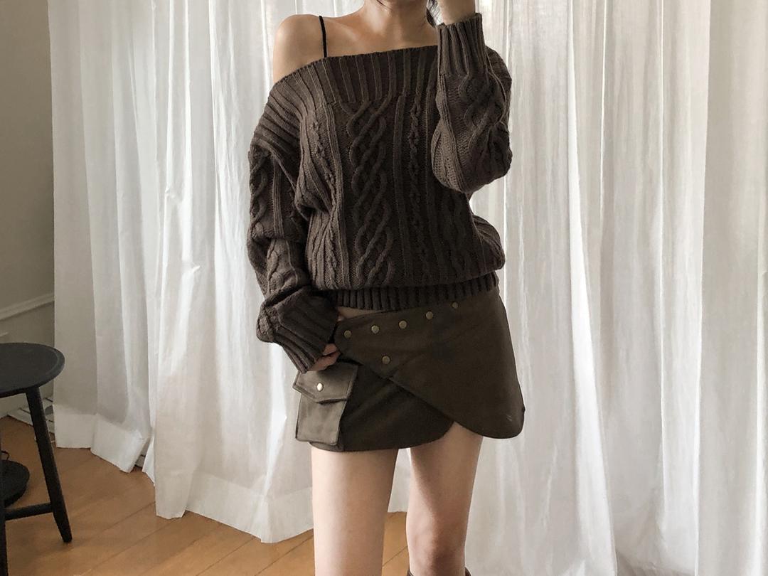 Suede Pocket Wrap Skirt (1color)