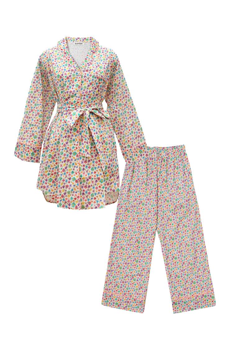 Flowering shirt mini dress pants set 60%