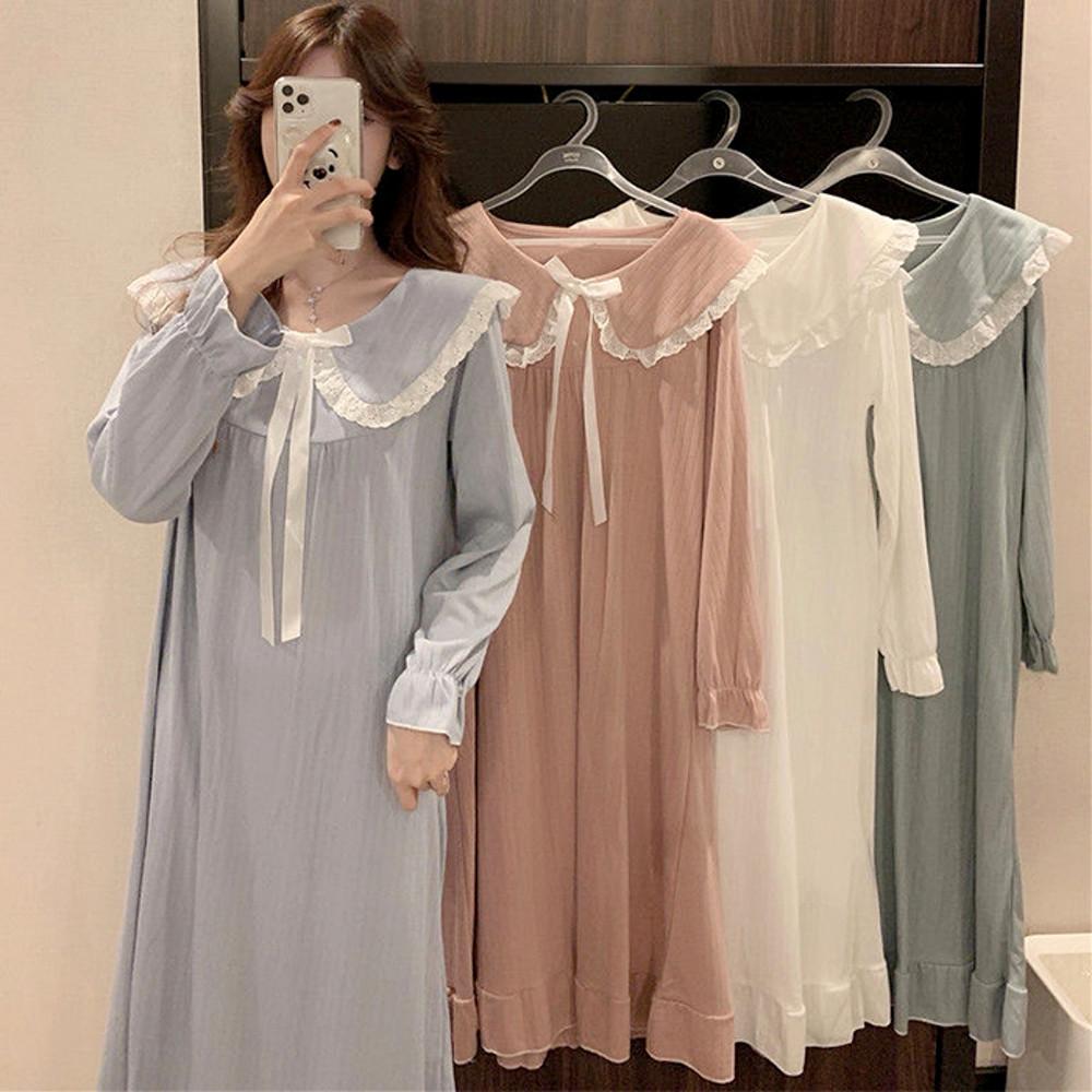 착한주름 러블리 리본 잠옷 원피스