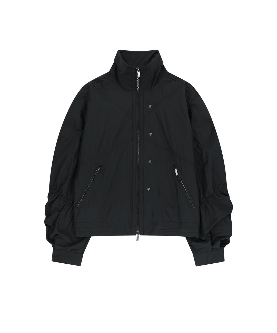 Two way Shirring Windbreaker Jacket - Black