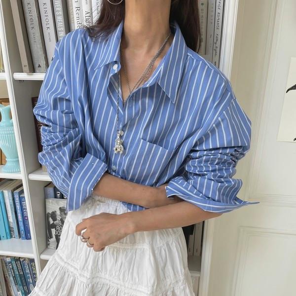 BOYS GET HEART STRIPE SHIRTS (BLUE)