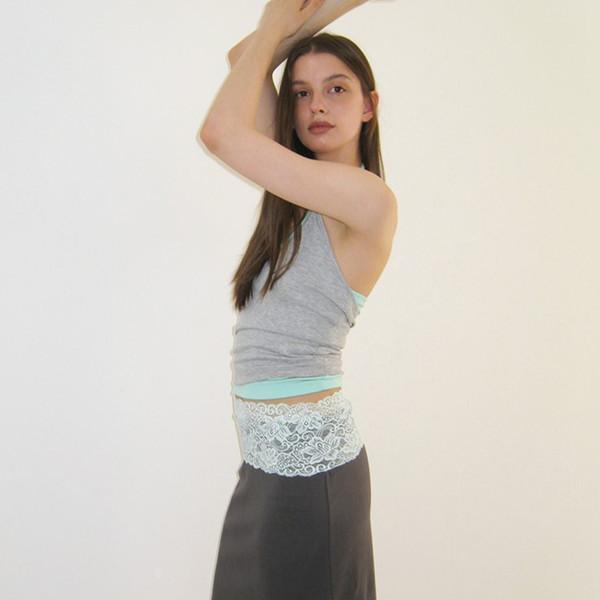LACE WAIST SKIRT (CHARCOAL)(5월 15일 예약배송)
