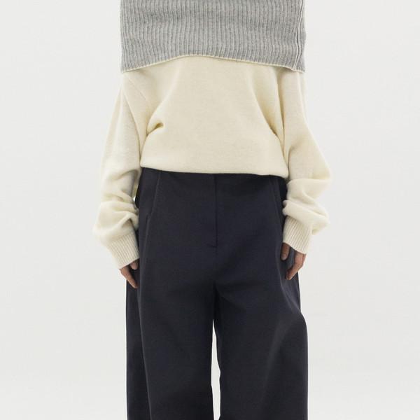Cotton Rivet Wide Pants (Charcoal/2size)