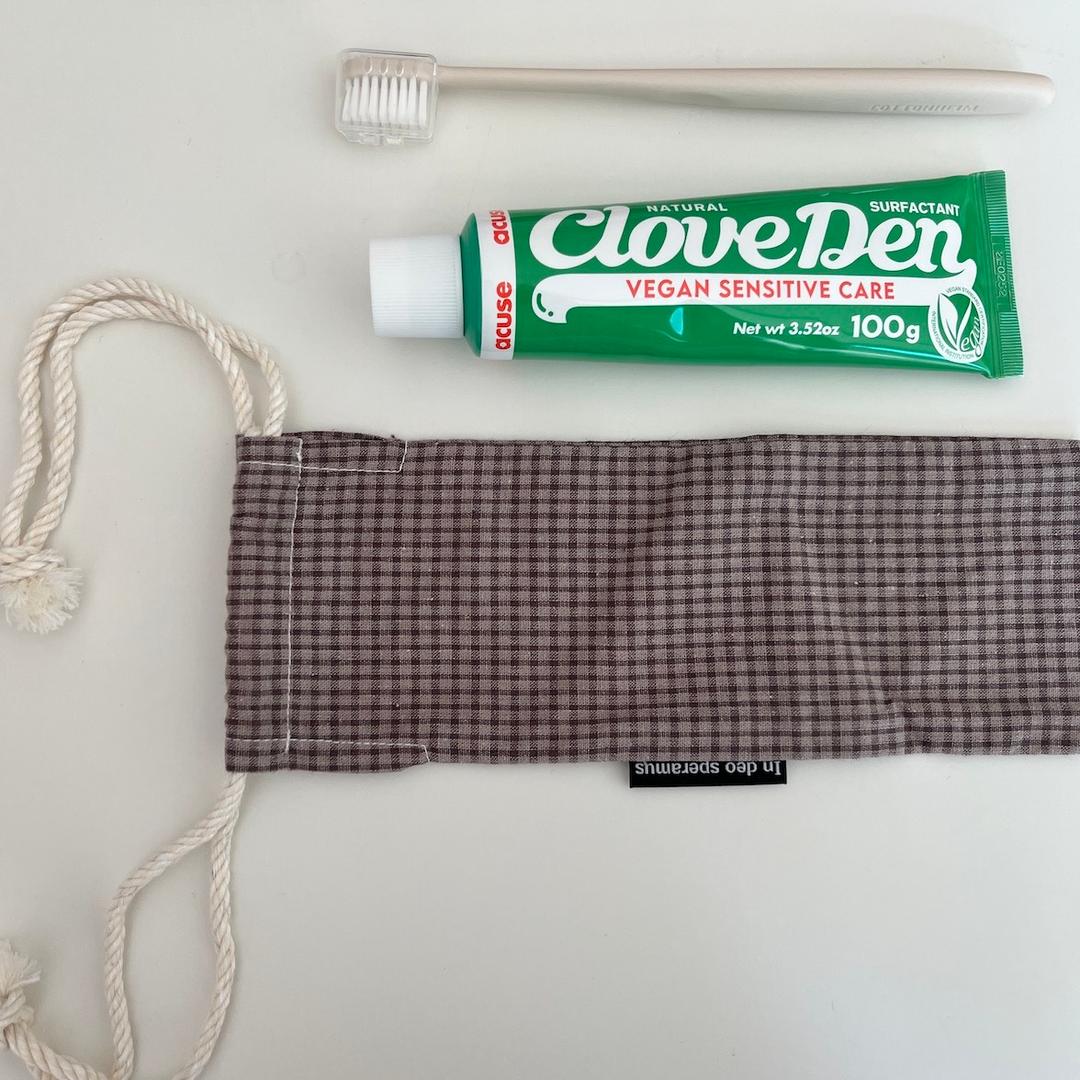 빈티지 보라 체크 에코 칫솔 케이스