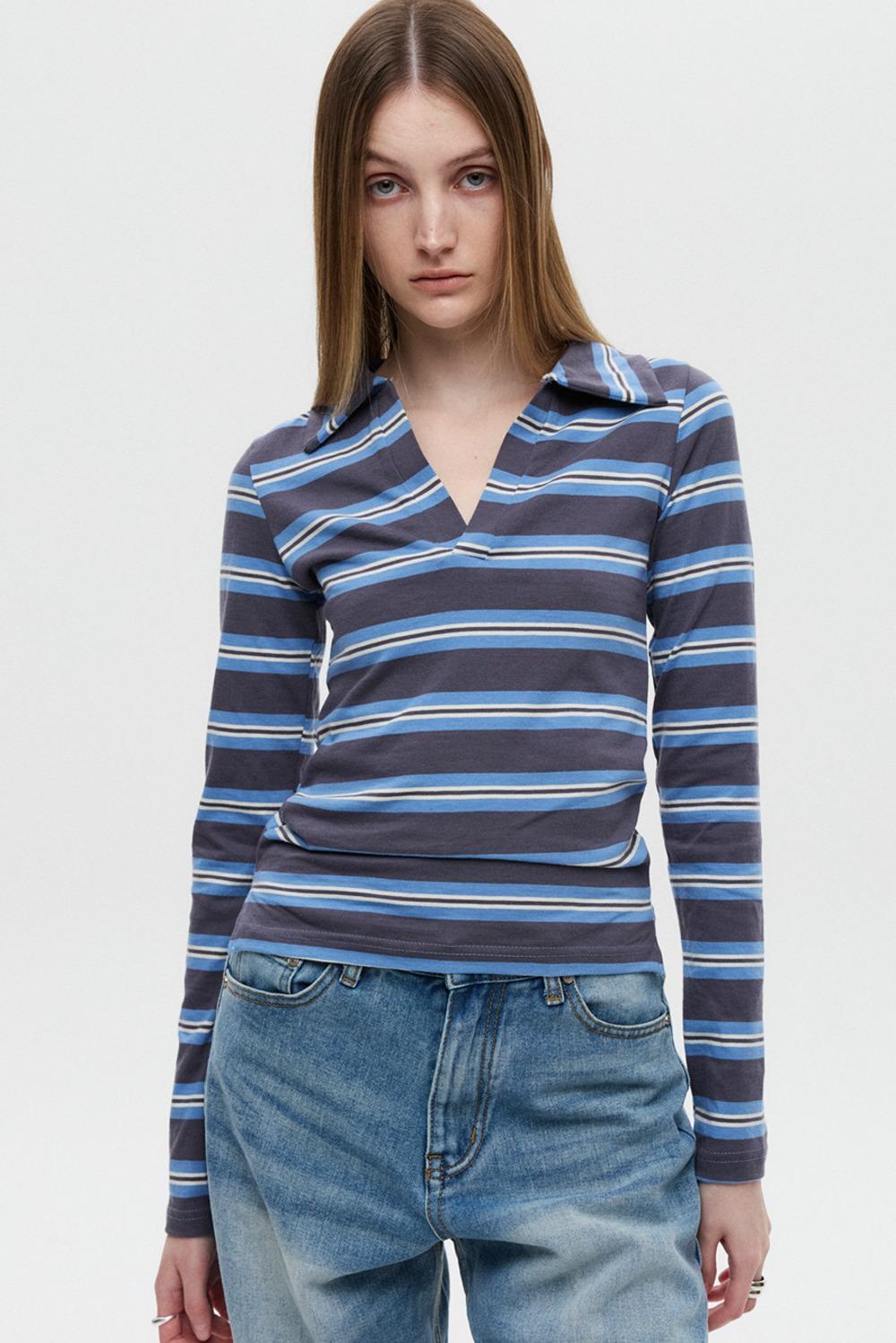 폴로 크롭 티셔츠 차콜