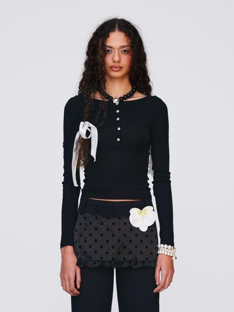 Lace embroidered dot straight bootcut