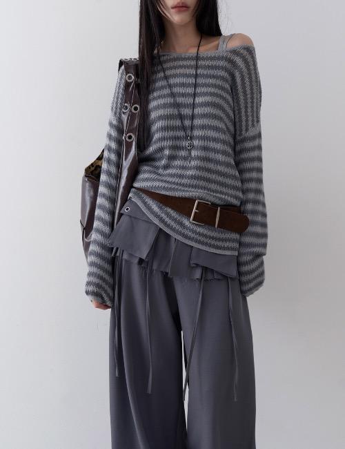 stripe belt set knit