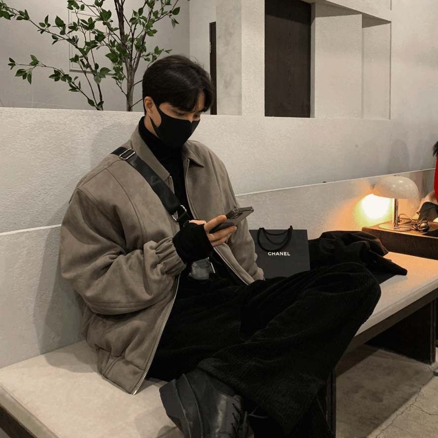 룩 클로이 스웨이드 오버핏 점퍼