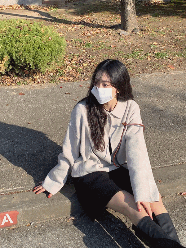 [울50 / 베스트재진행] 투버튼 카라 cardigan - 4color