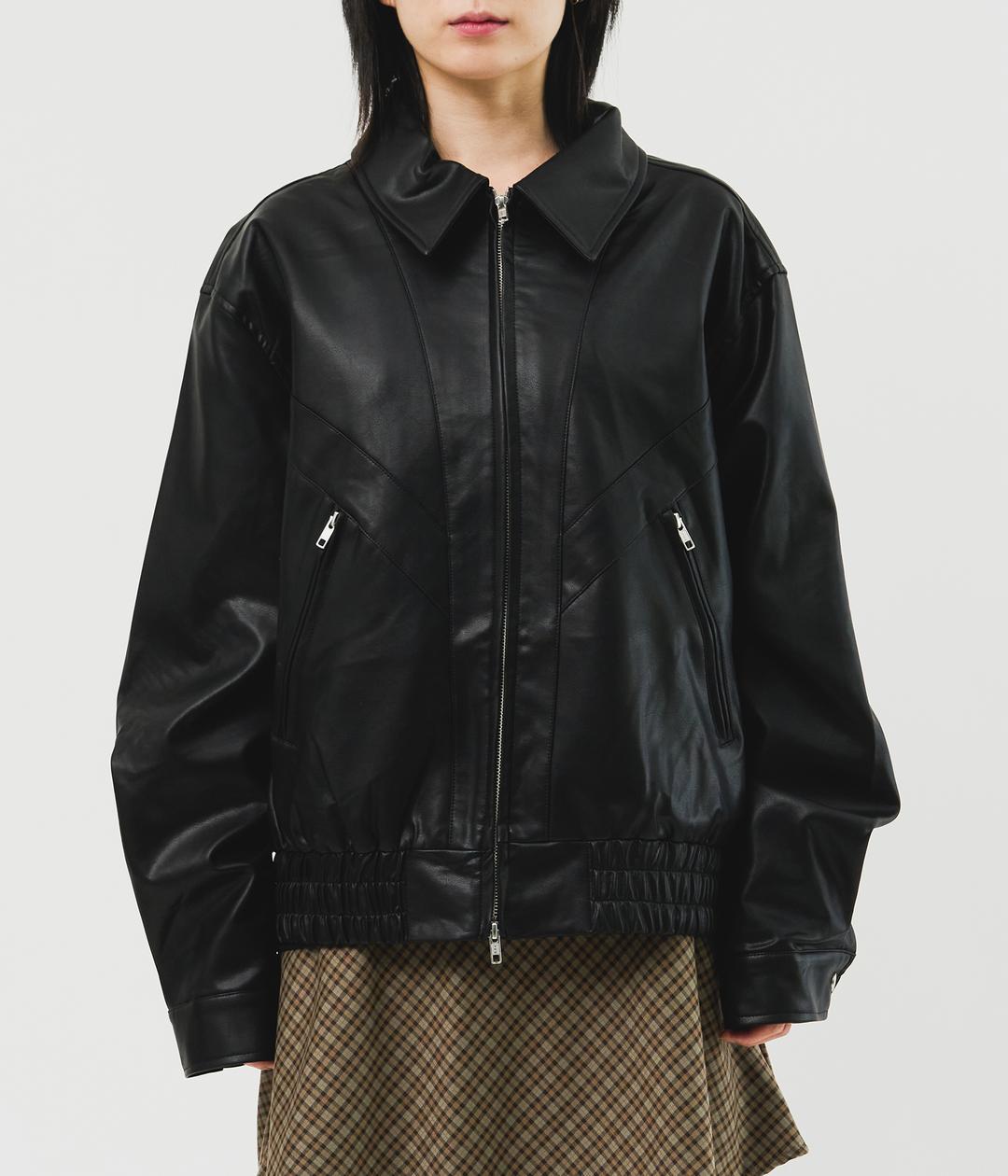 V Leather Jacket (2color)