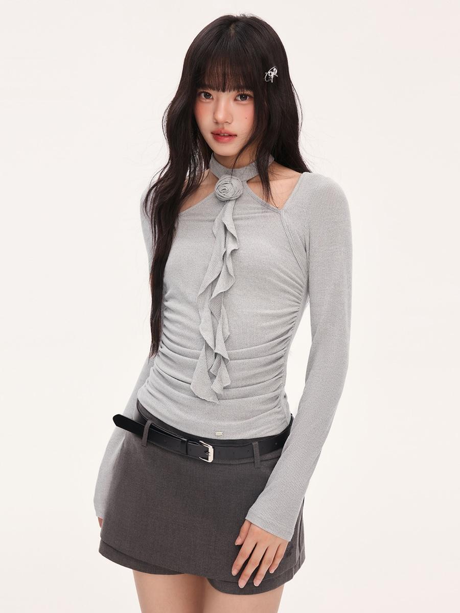 Weekendhub Rosette Ruffle Slim Top