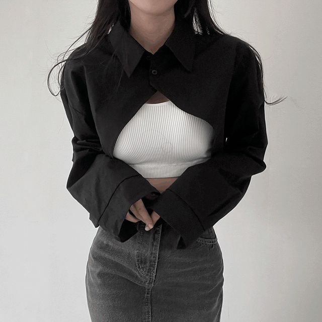 힙스트릿 크롭 볼레로 셔츠