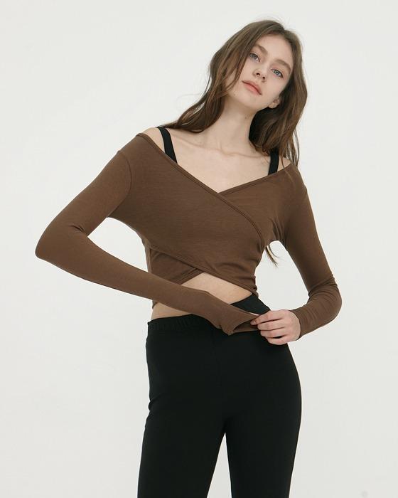 커브 랩 크롭티DEVI-T0041-브라운