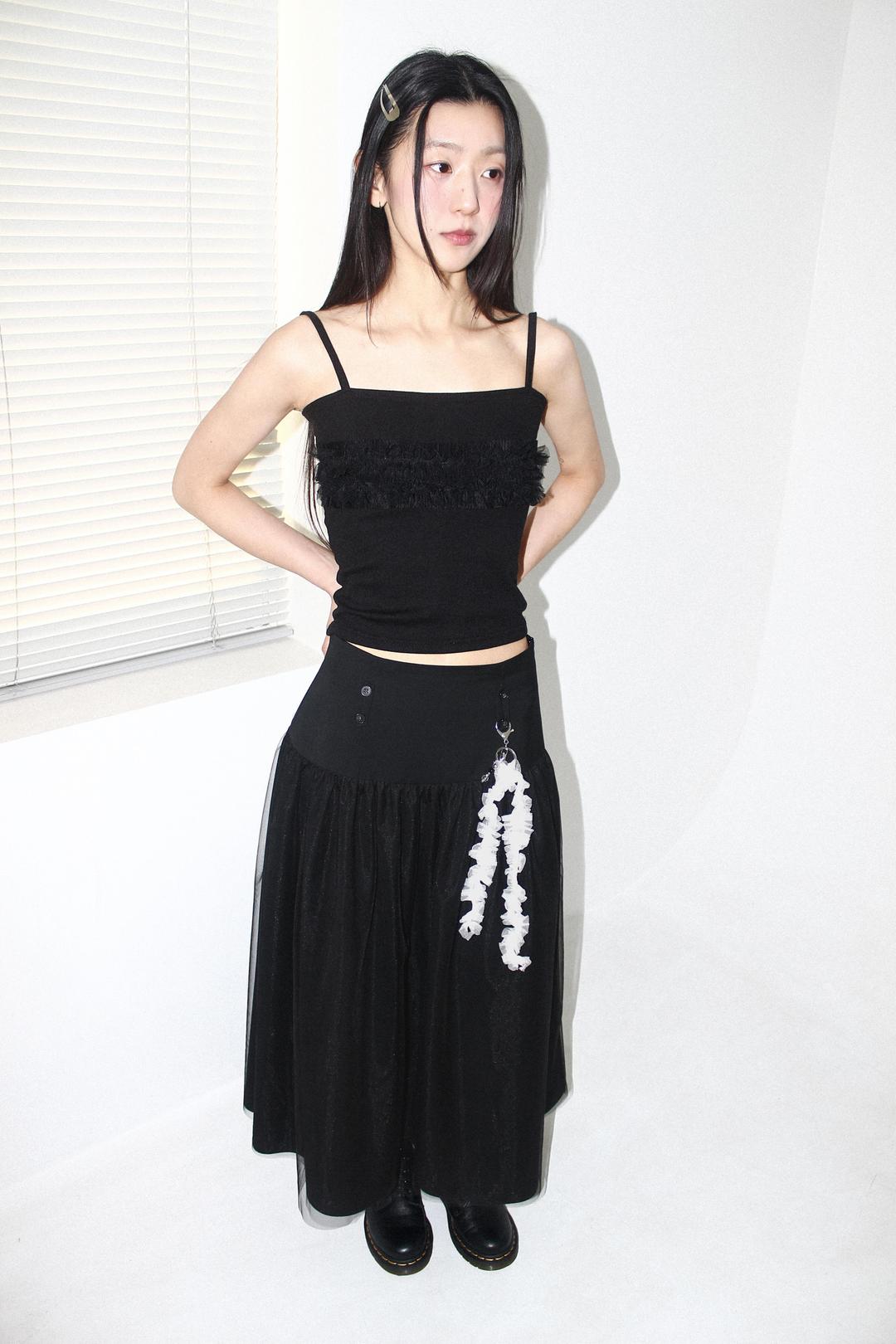 [4th RESTOCK] lace keyring tulle skirt (black)