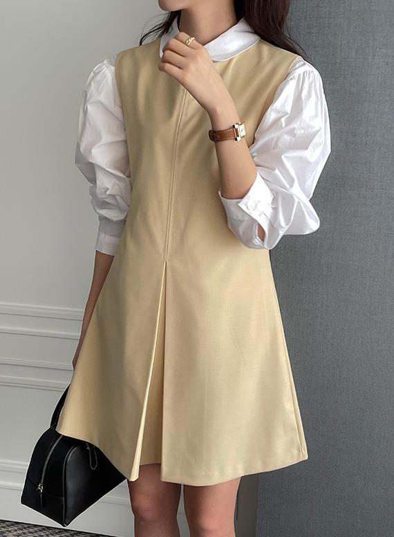 레나 맞주름 미니 원피스