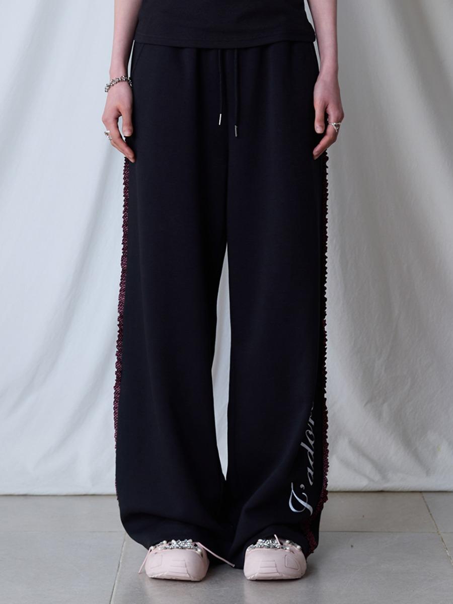 L17 FRILL TRACK PANTS(BLACK)