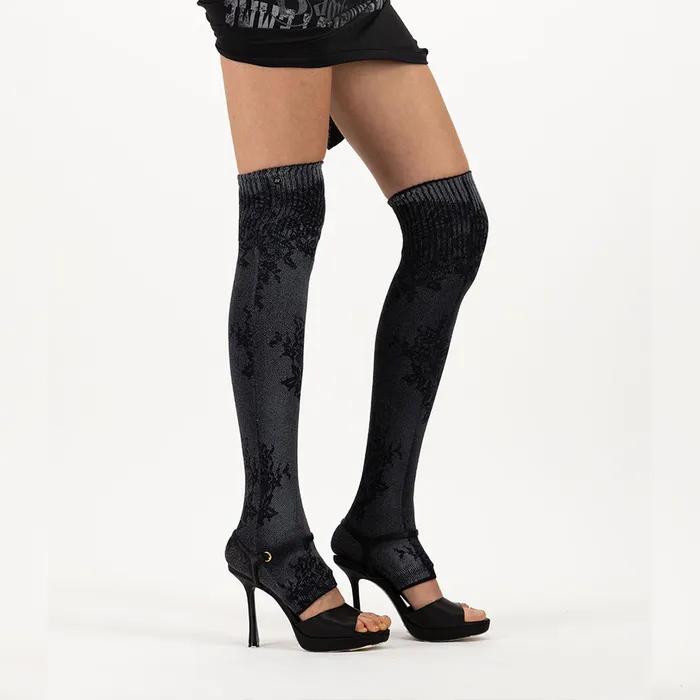 LACE SPRAYED TIGHTS (BLACK)