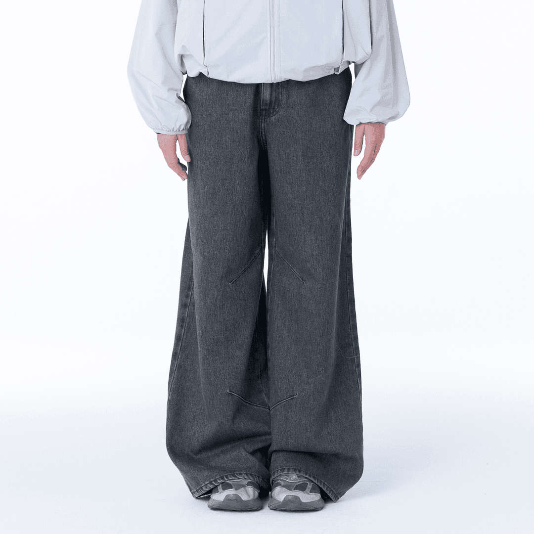 Pocket denim wide pants CHARCOAL