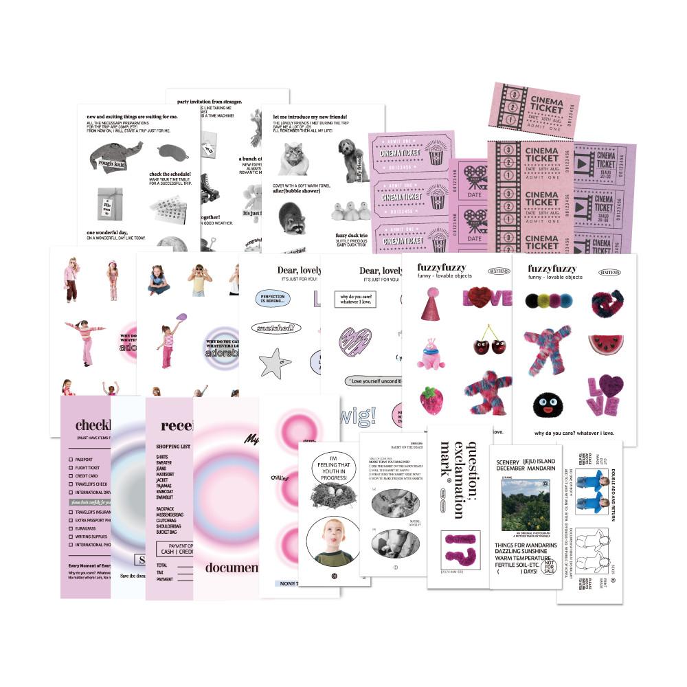 [LOVESOME PACK] 힙한 스티커팩 감성 오브젝트 레터링 투명 데코 떡메 다꾸세트