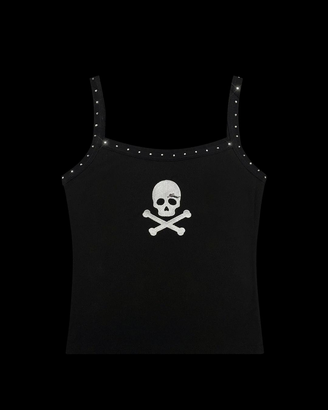 LETHAL RHINESTONE CAMI TANK BLACK - XS