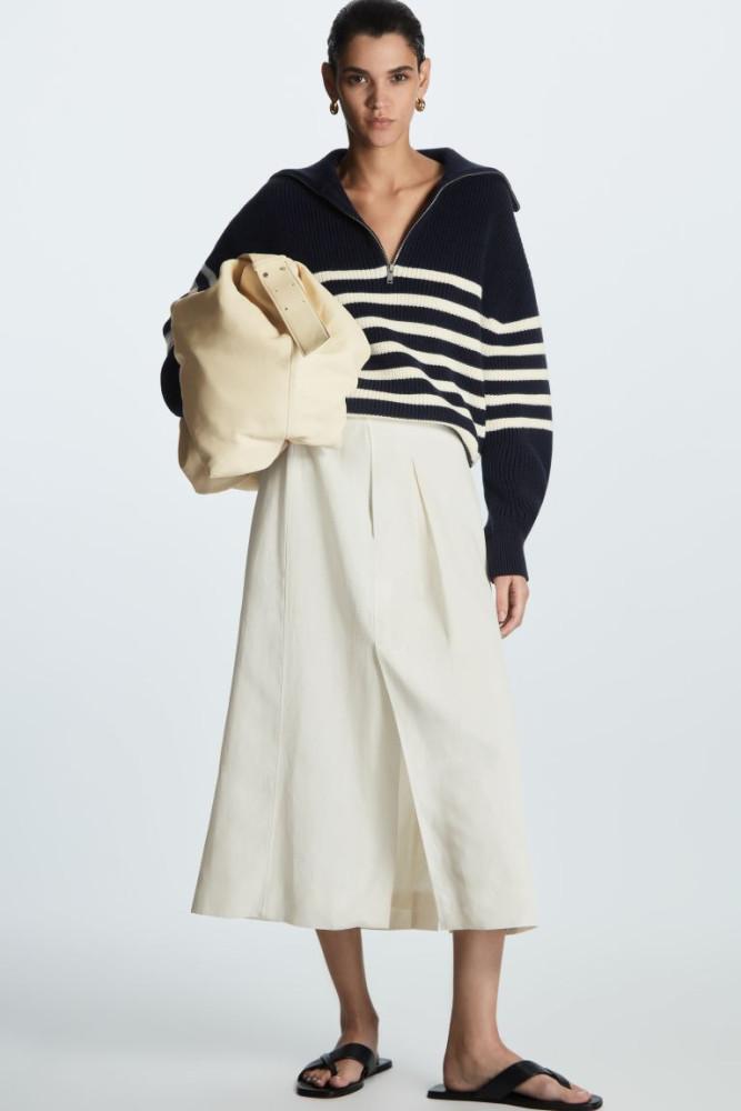 COS Top 코스 네이비앤화이트 하프집업 울블랜드 니트