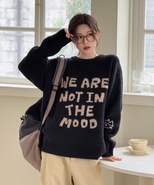 레터링 자가드 풀오버 니트 DARK NAVY