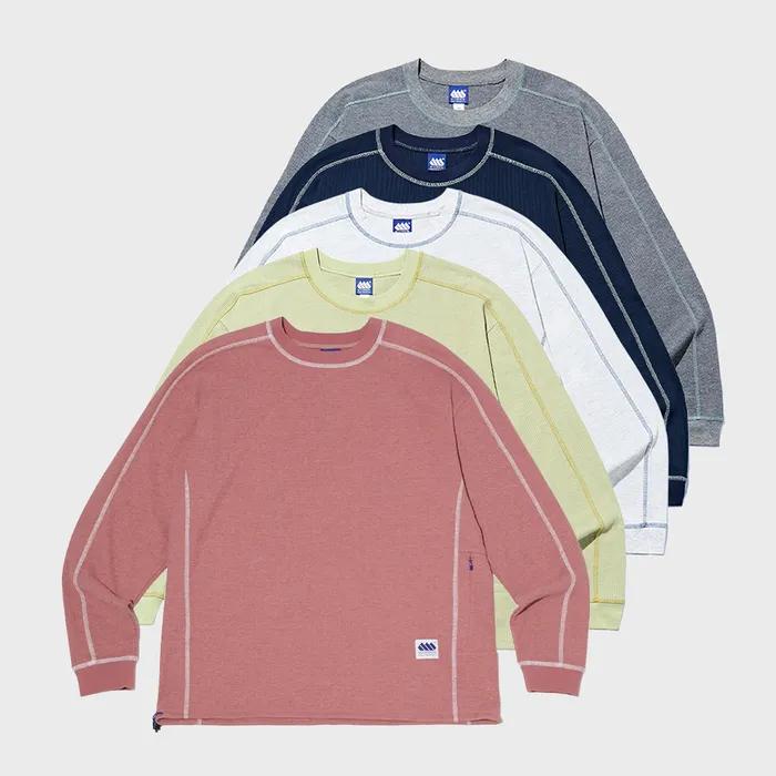 [5COLORS] 라인드 와플 롱 슬리브