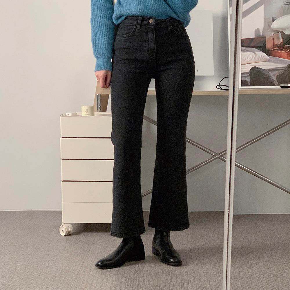 마셜 겨울 흑청 기모 부츠컷청바지