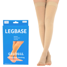 레그베이스 의료용 압박스타킹 허벅지형 발트임 베이지색