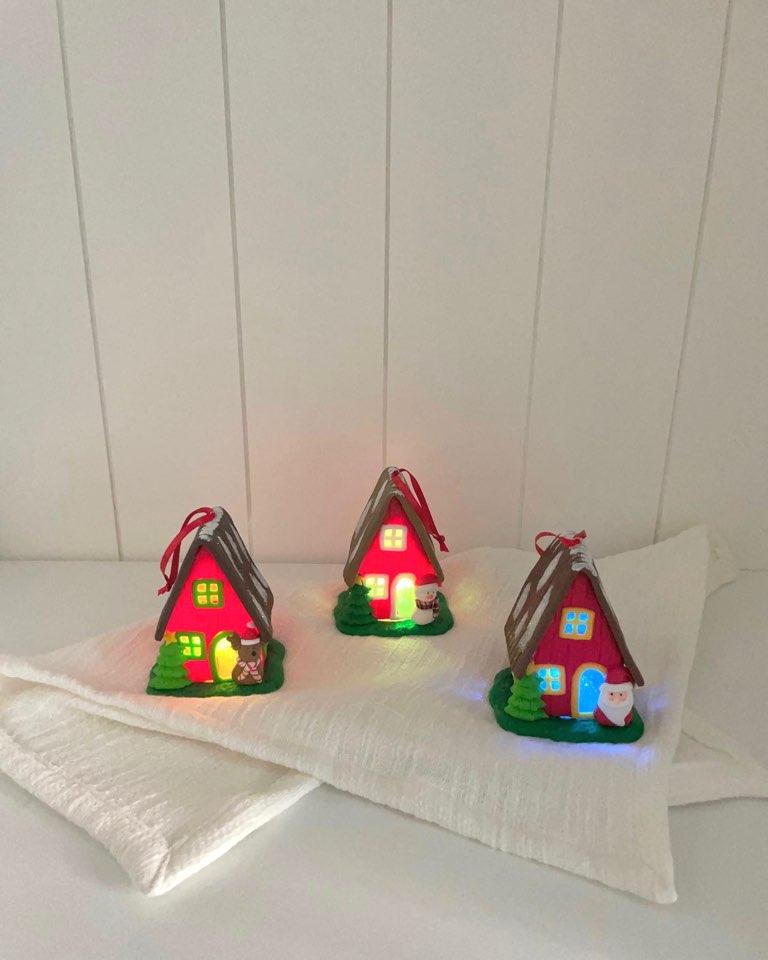 x-mas house led ornament