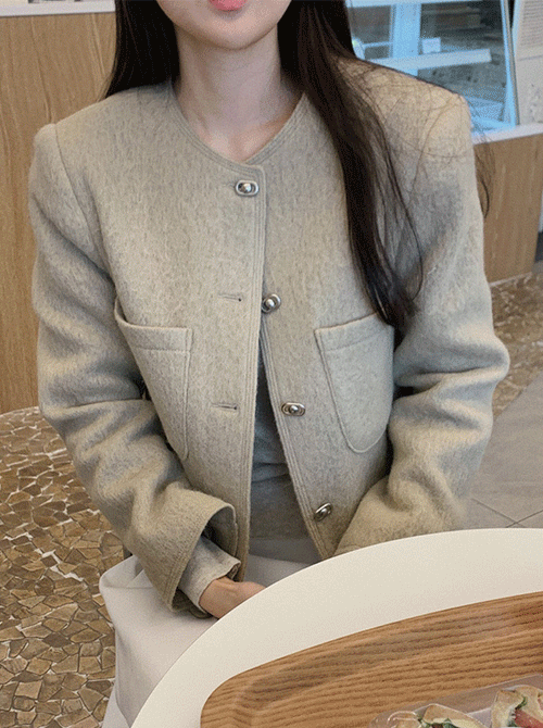 헤어리 알파카 노카라 숏 자켓 (jk)