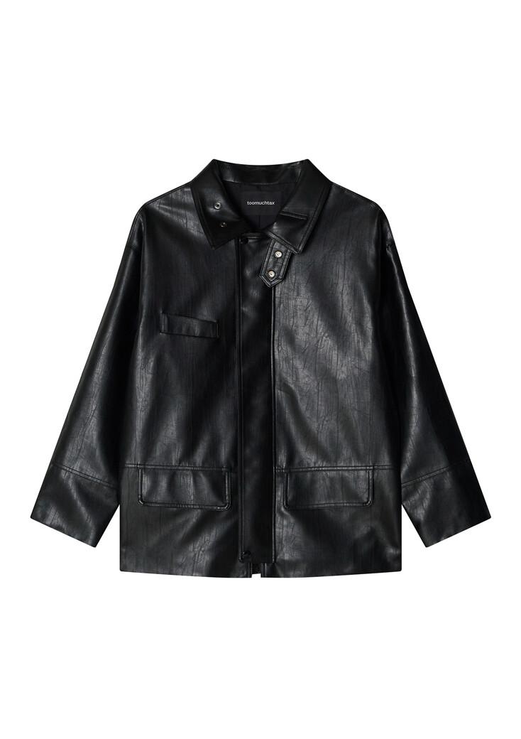 FAUX LEATHER JACKET (BLACK)