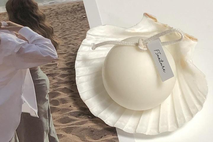 진주알미니캔들+조개트레이 오브제캔들 인테리어소품