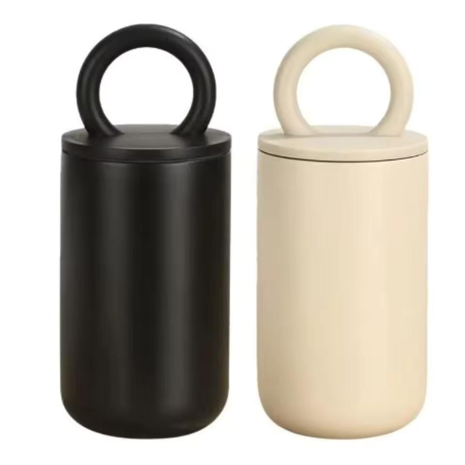 휴대용 500ml 진공 절연 컵 간단한 스타일 304 스테인레스 스틸 커피 컵 운반 링 휴대용 보온병 컵 야외
