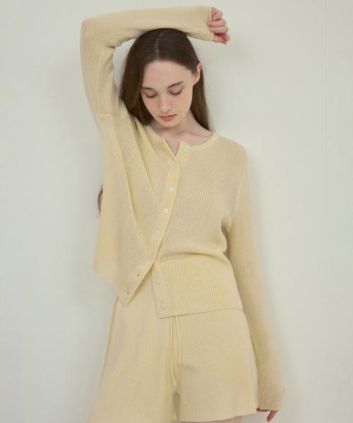 Lush basic knit setup cardigan_Butter yellow(OC25-KN09)