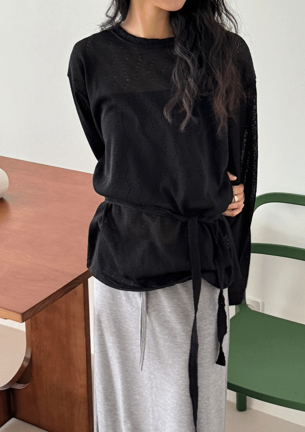 코퍼 데미지 루즈핏 니트 (3col) 블랙 브라운 화이트