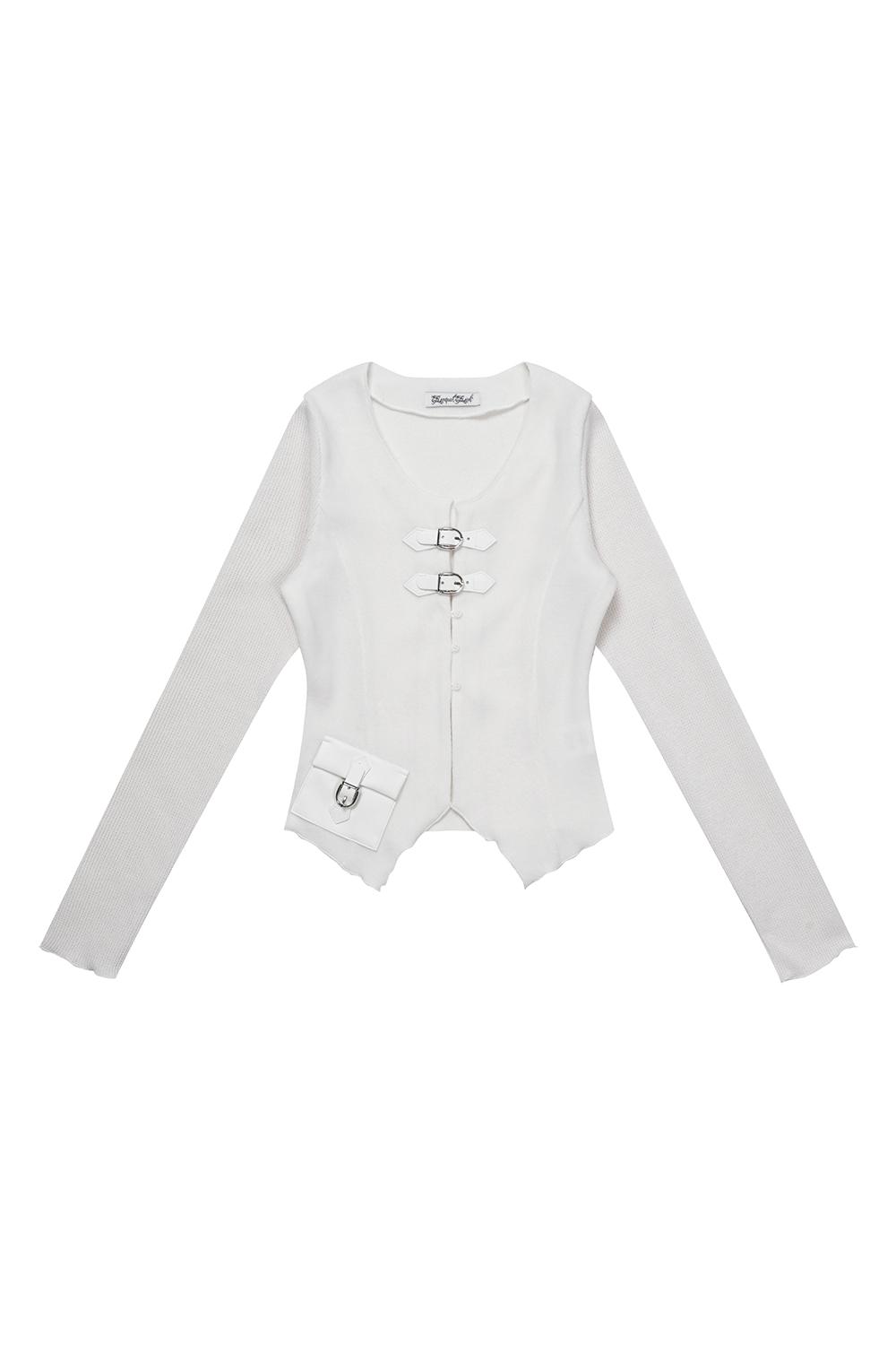 Buckle knit cardigan (White)