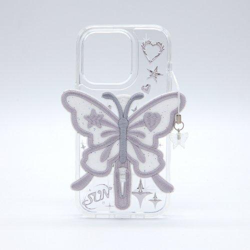 SUN CASE CLEAR  PATCH BUTTERFLY SILVER