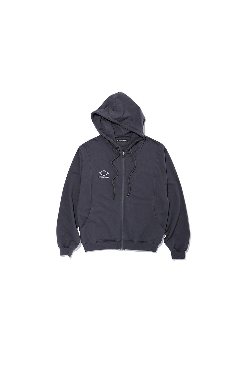 RHOMBUS ZIP UP HOODIE_CHARCOAL BLUE