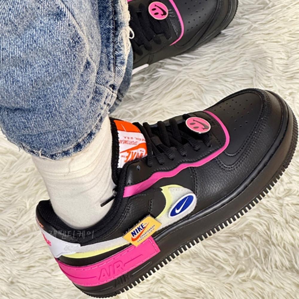 나이키 에어포스 1 로우 쉐도우 벨크로 블랙 핑크 CU4743-001