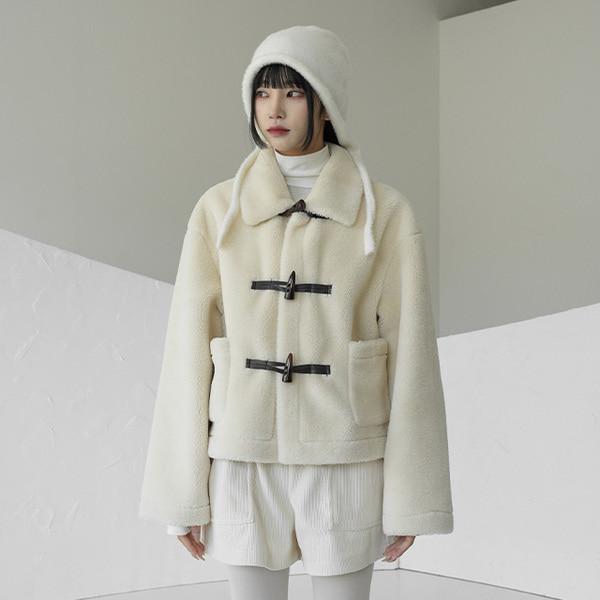 밍키 더플 퍼 코트