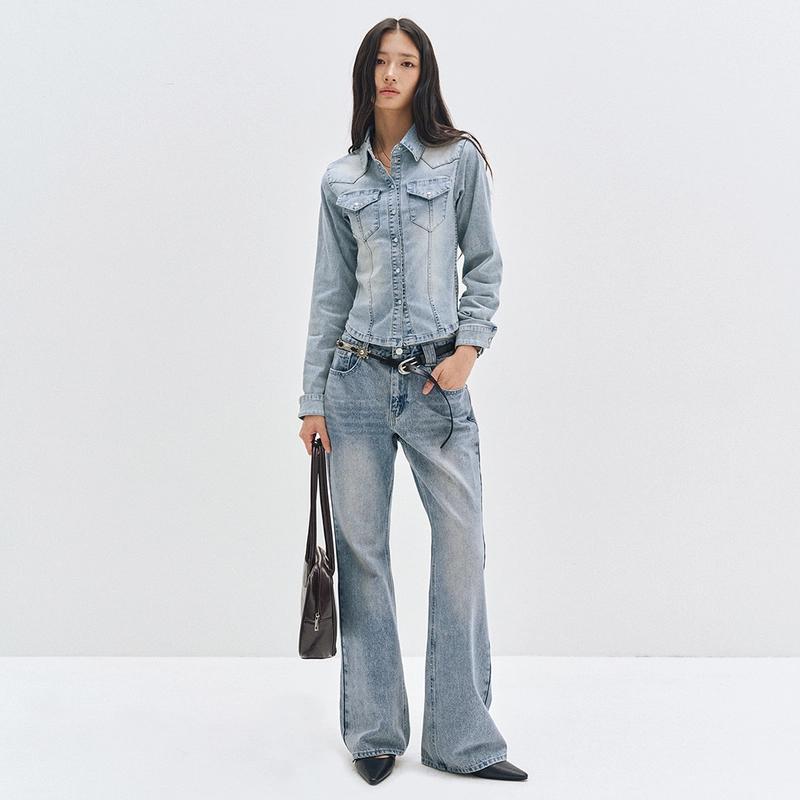 DECET - [W]Signature Low Rise Semi Flared Jeans DCWPT003LBlueB