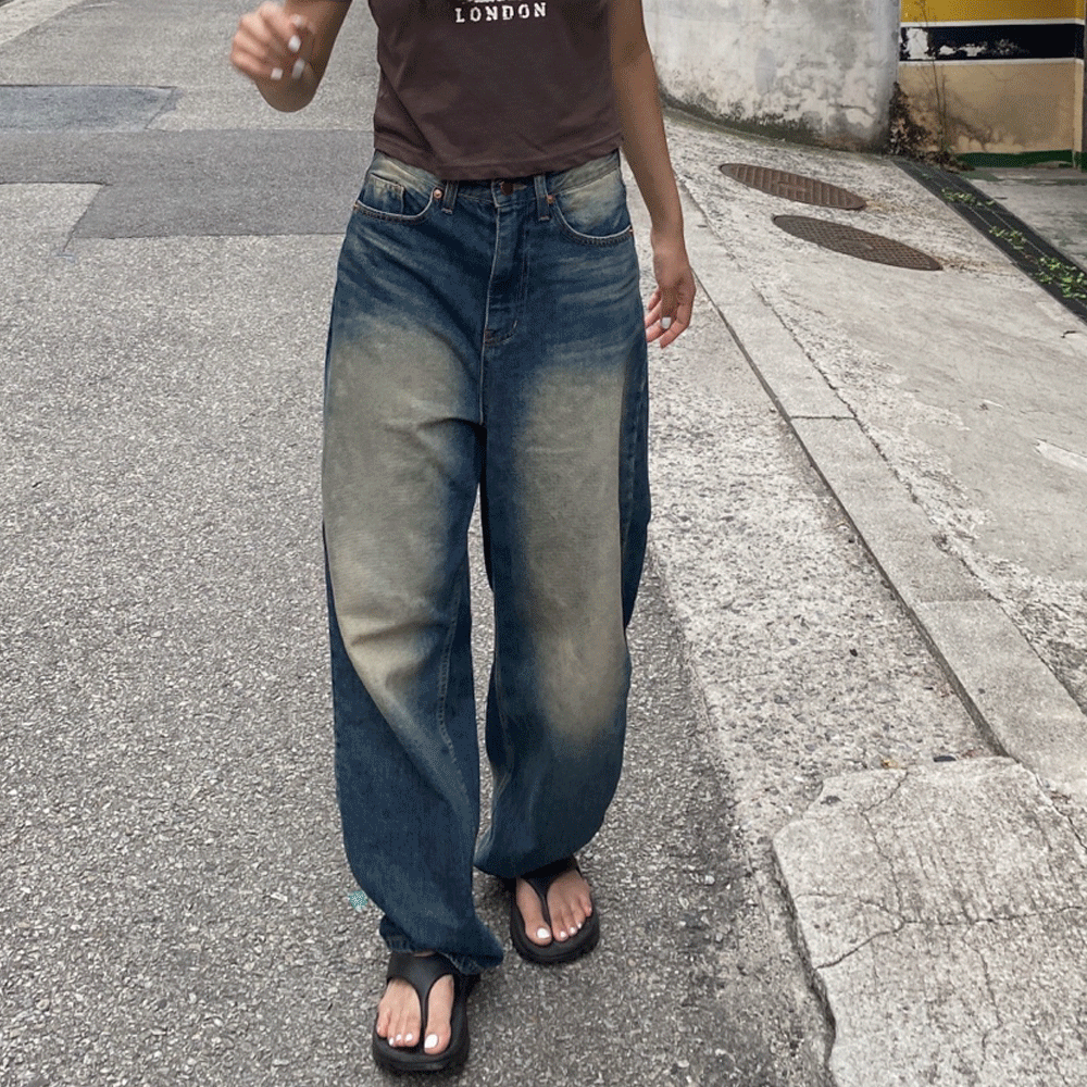 정통 ootj 워싱 데님 팬츠