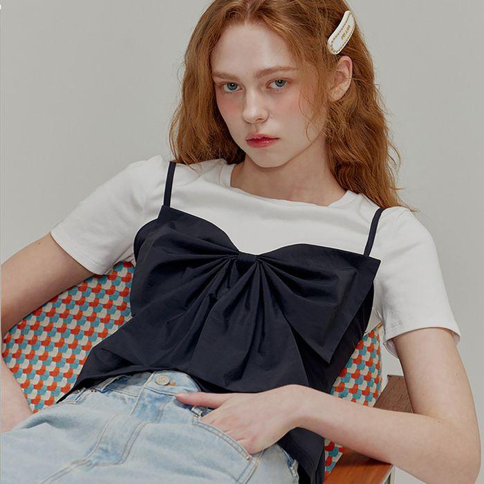 Big Ribbon Peplum Bustier_Black