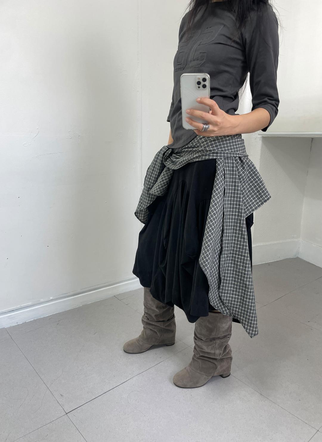 Wrap check skirt (3C)