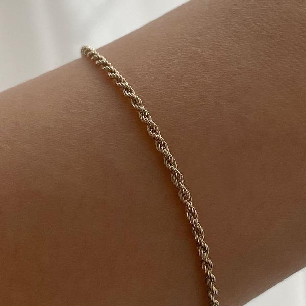 14k 18k 로프 꼬임 레이어드 팔찌